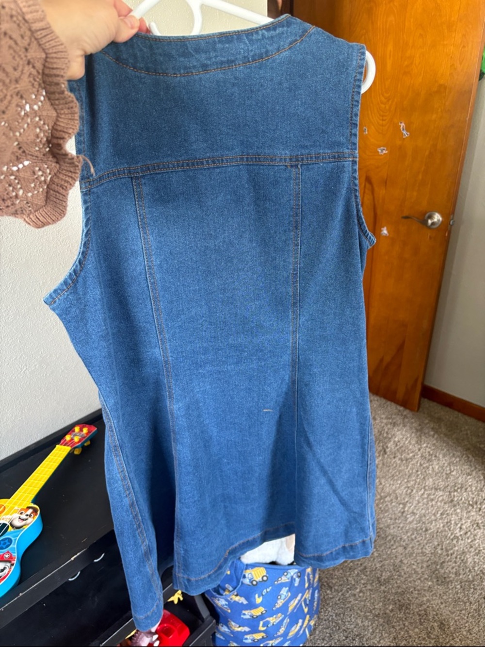 Dark Denim Button-Front Sleeveless Dress